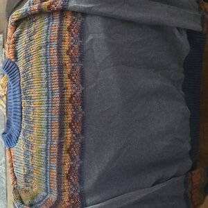 Aventura Women's Blue and Brown Crewneck Sweater